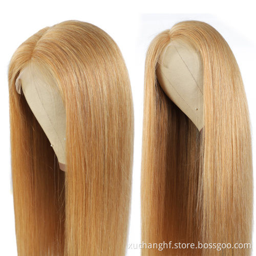 Unprocessed Raw Vietnamese Human Hair HD Lace Front Wig Bleached Knots Honey Blonde Virgin Cuticle Aligned Hair Ombre Color Wig